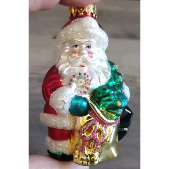 Designers Studio Glass Santa Claus Ornament Christmas Hand Painted - Picture 4 of 8